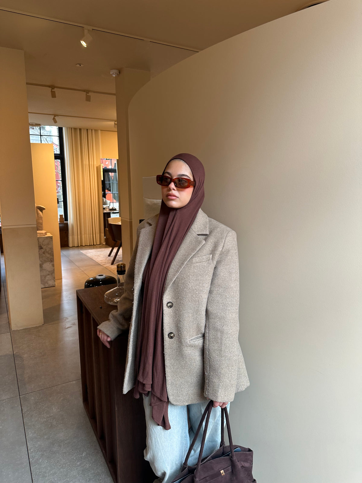 Madame Cocoa brown jersey hijab by BeiCollection
