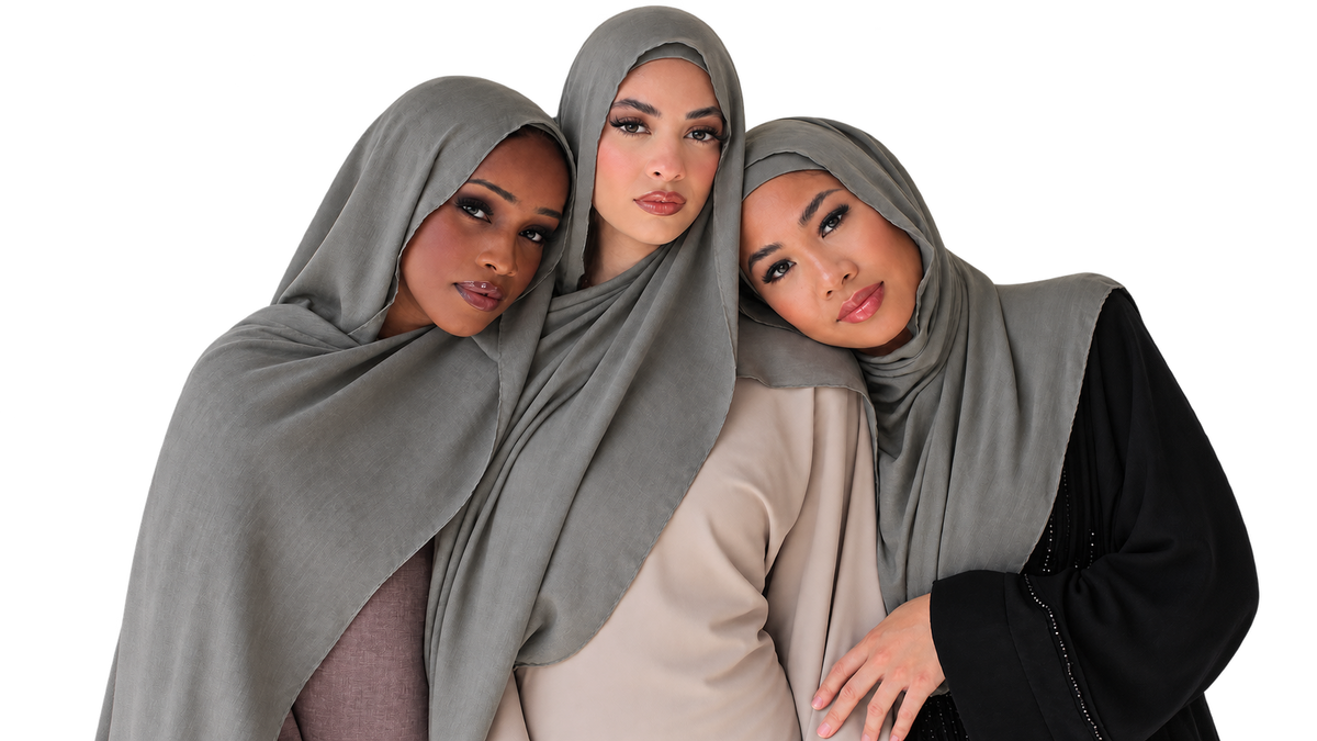 Three women wearing neutral hijabs from BeiCollection